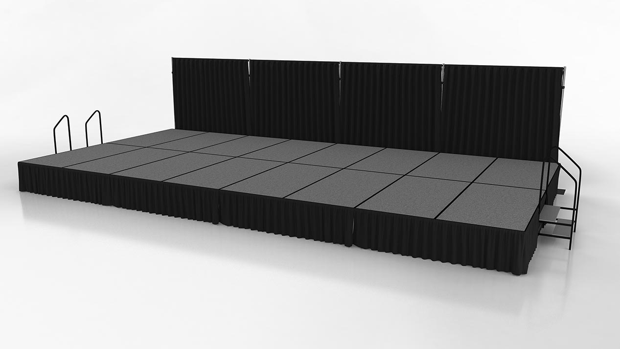 Ready stage with skirting, stairs and backdrop